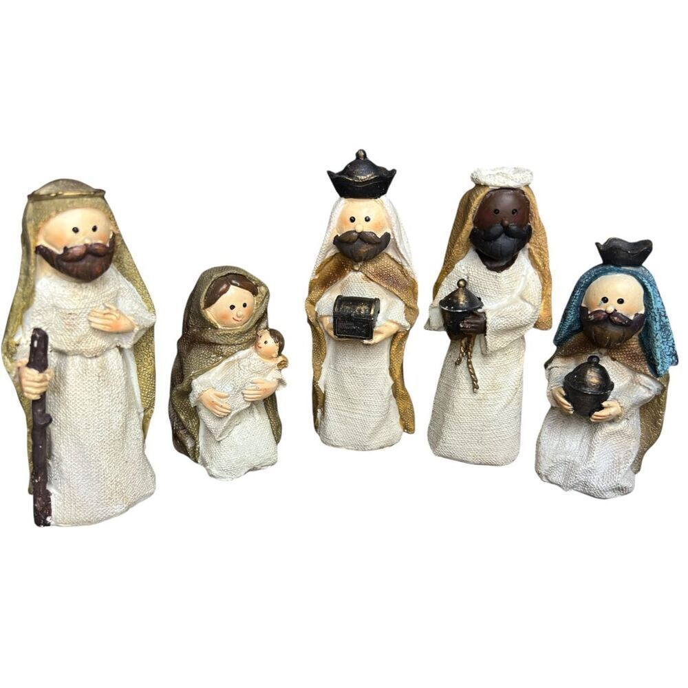 Delton Products Resin Nativity Figurines Set‎ of 5 Holiday Christmas